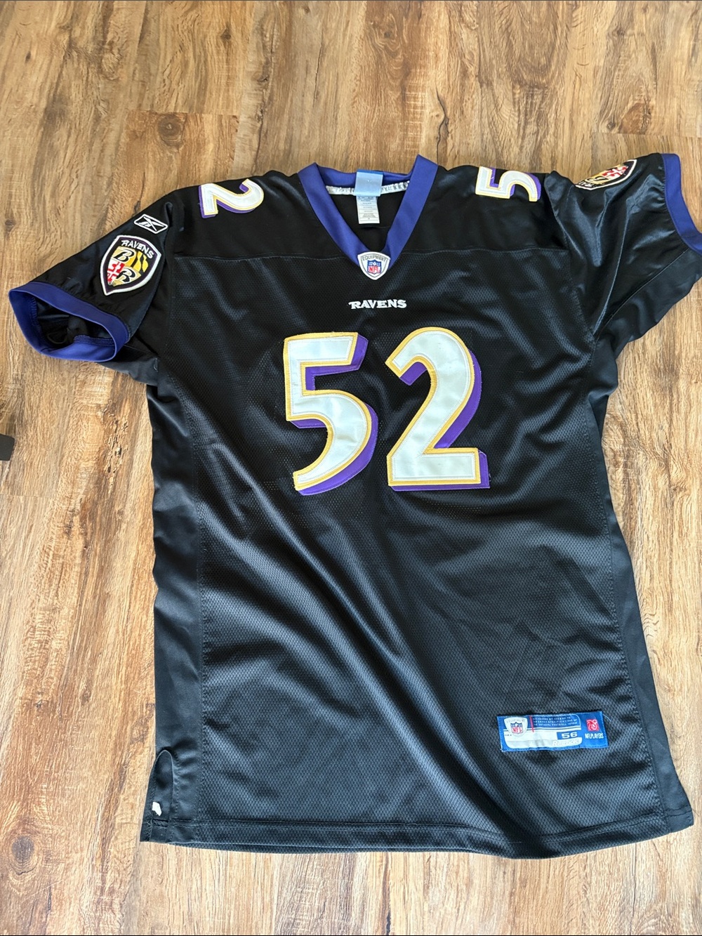 Reebok Black Baltimore Ravens #52 Game Jersey with Purple Trim